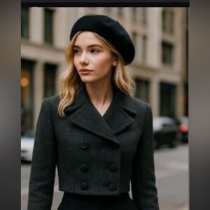 81 st & Park Vintage Cropped Button Up Wool Blazer